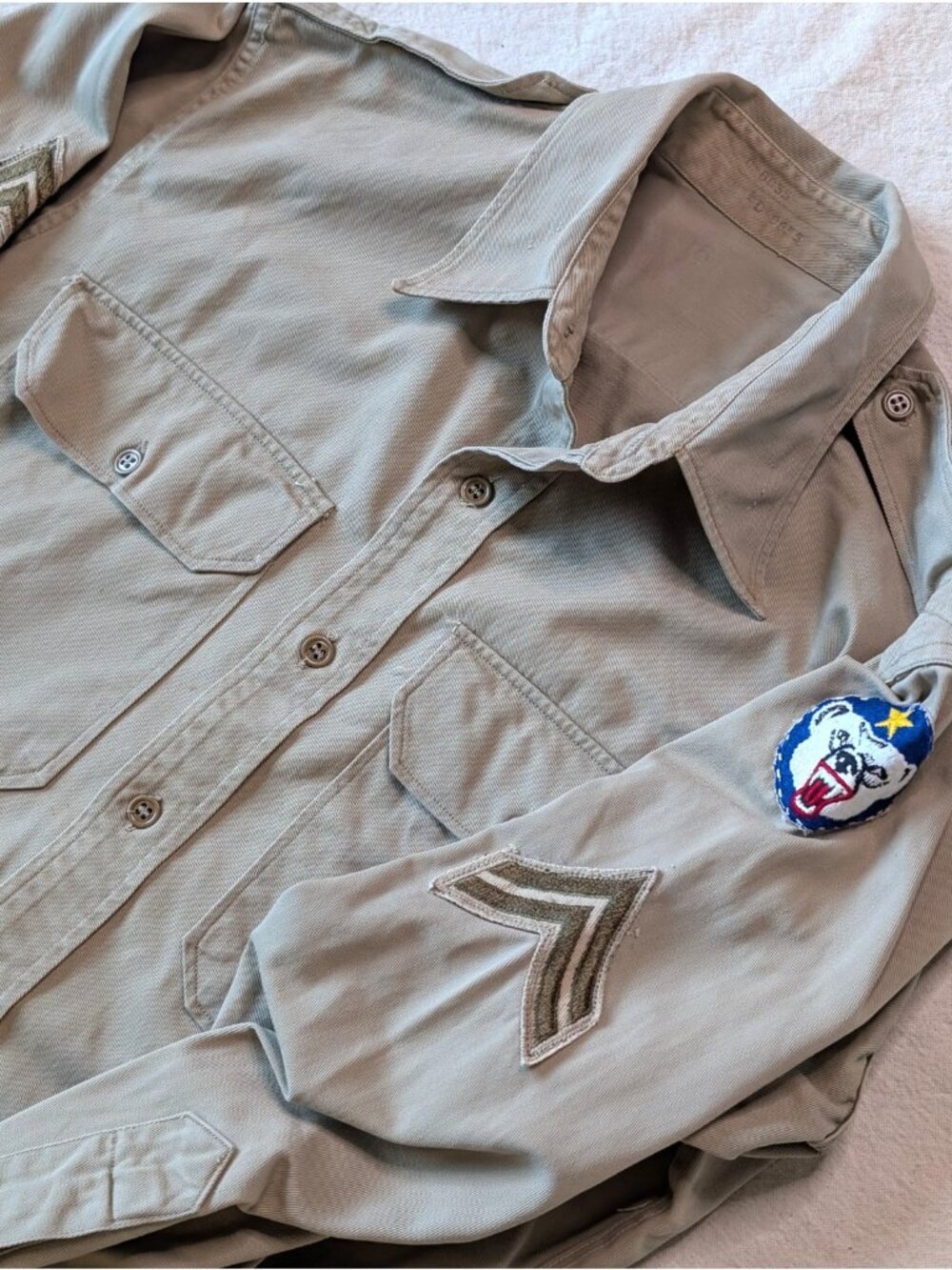 Vintage US Military WWII Alaskan Defense Command Cotton Twill Canvas Shirt Large